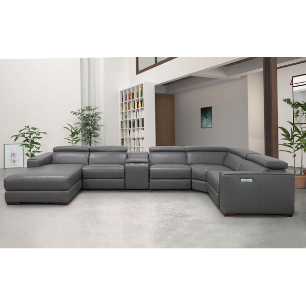 Jubilee Modern/contemporary design Birt Leather Recliner Sectional Sofa